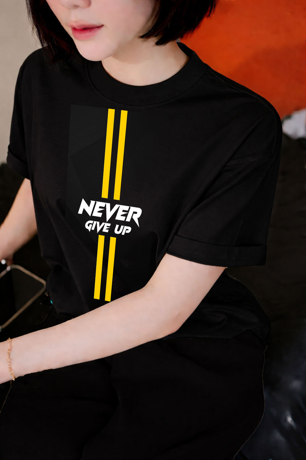 Áo Never Give Up Black